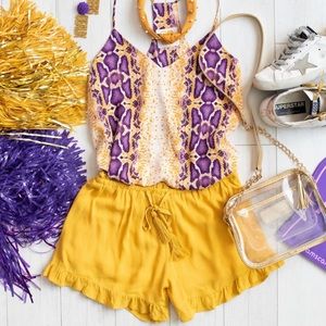 NWT Mustard Ruffle Shorts w/ Elastic Waist